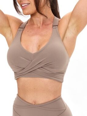 New Buff Bunny Candy Wrap Sports Bra in Chai Latte XXXL